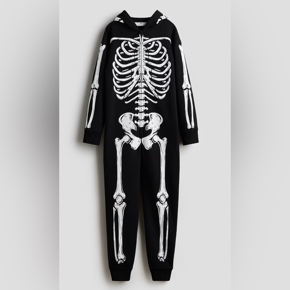 Black Skeleton Onesie with pockets